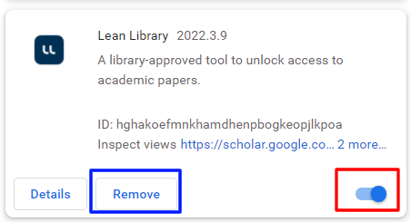 How do I temporarily disable:remove the Lean Library extension? 1.png