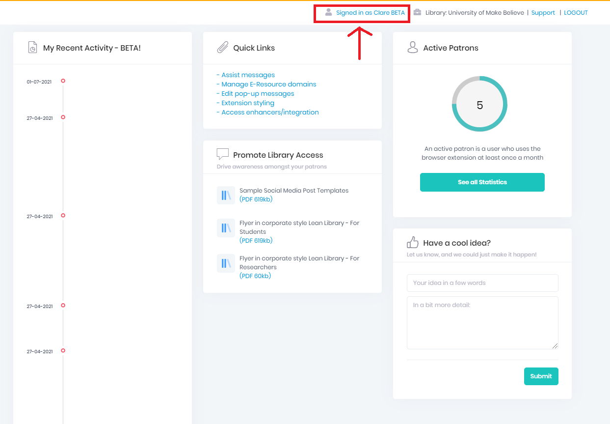 Two Factor Authentication (2FA) on the Lean Library dashboard 1.png