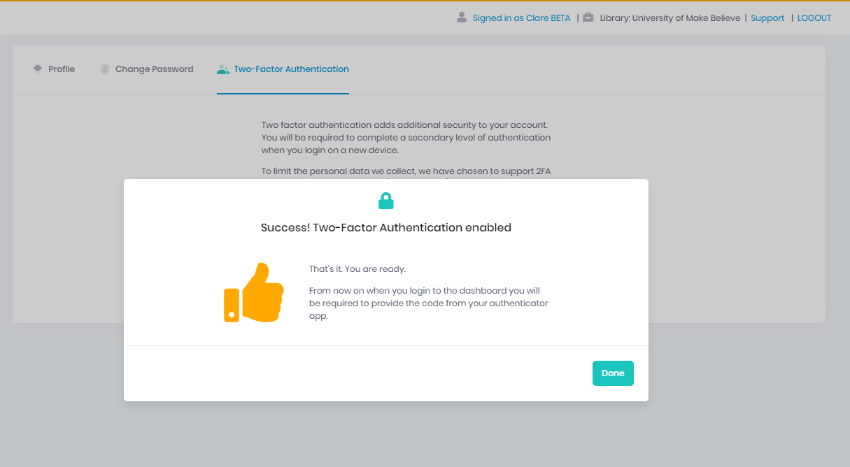 Two Factor Authentication (2FA) on the Lean Library dashboard 8.png